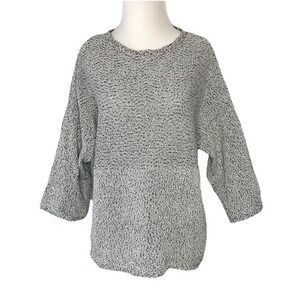 J Jill Kimono Sweater‎ Womens Large L  Gray Boxy Pullover Cotton Blend Purejill